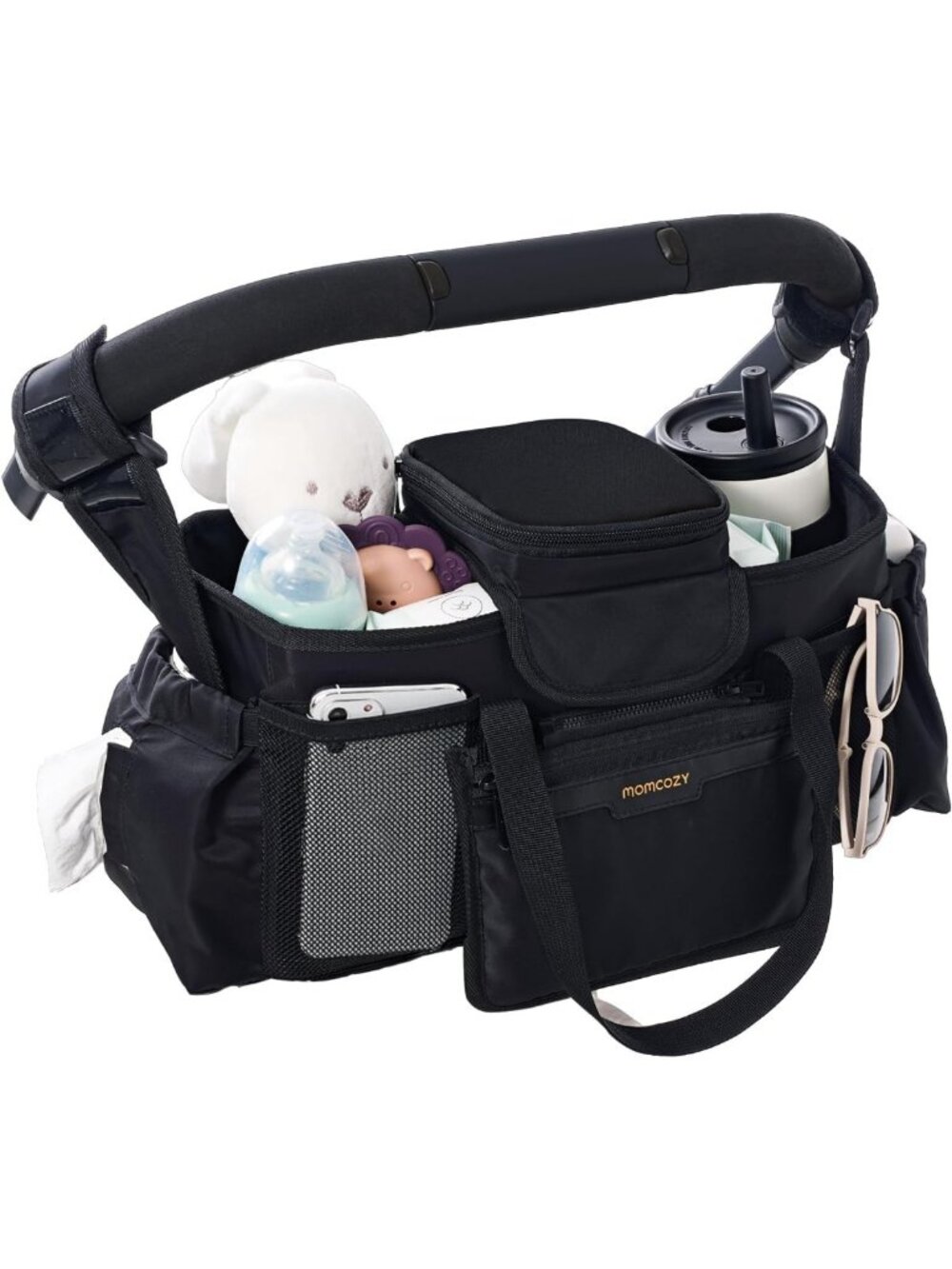 Extra-Large Stroller Organizer with 2 Insulated Cup Holders for Moms